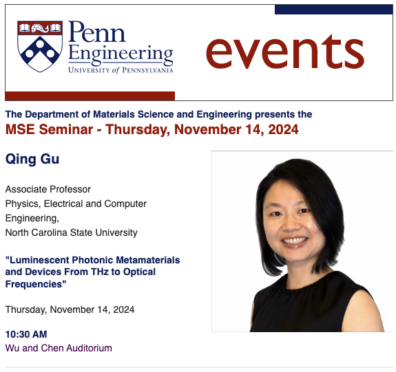 MSE Seminar – Qing Gu